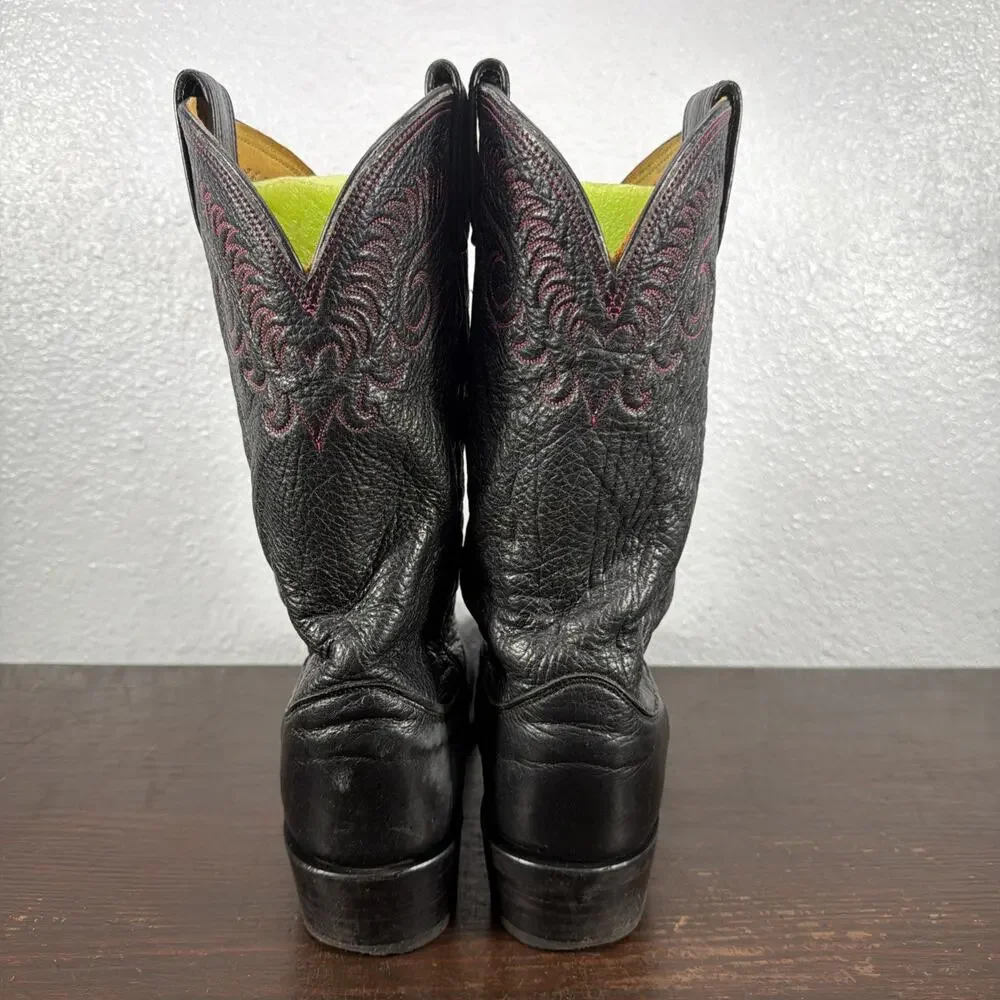 Olathe Boot Company Black Leather Calfskin Cowboy Western Boots Men's 11 A